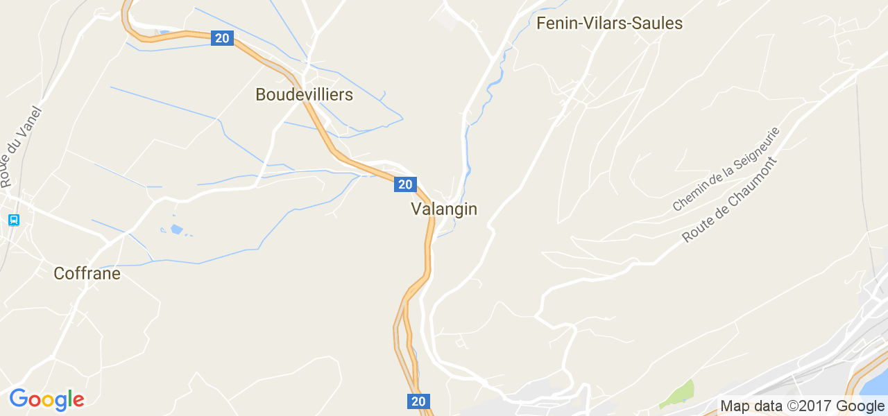 map de la ville de Valangin