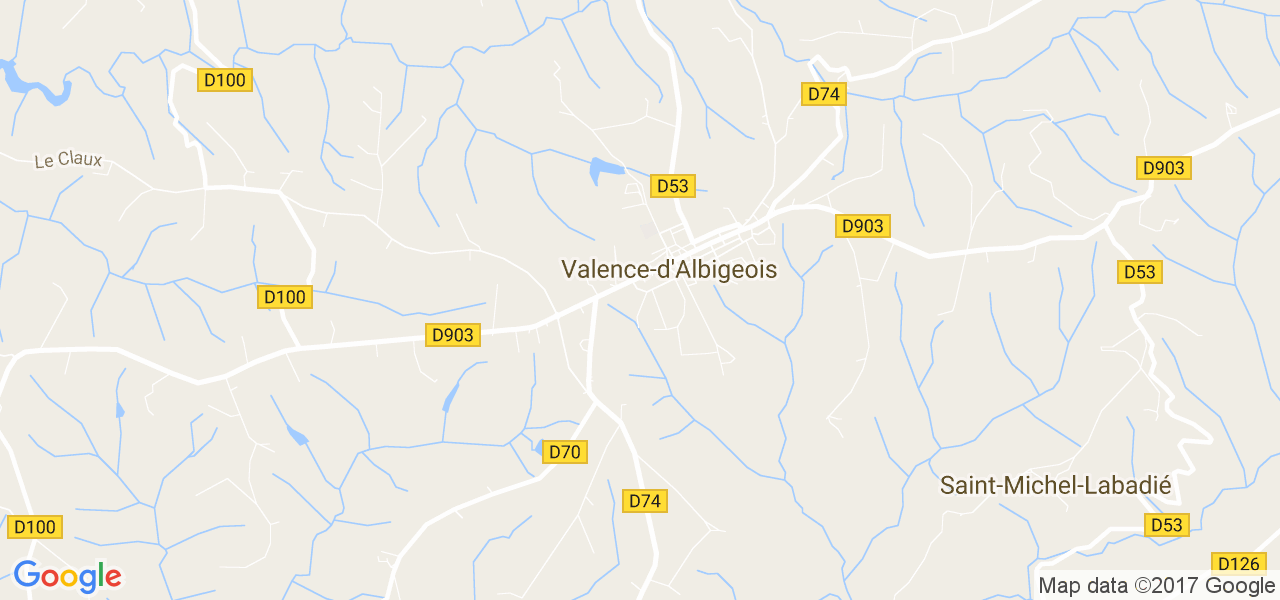 map de la ville de Valence-d'Albigeois