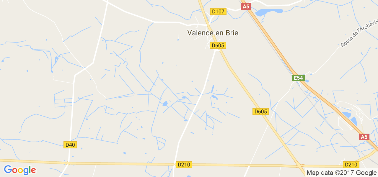 map de la ville de Valence-en-Brie