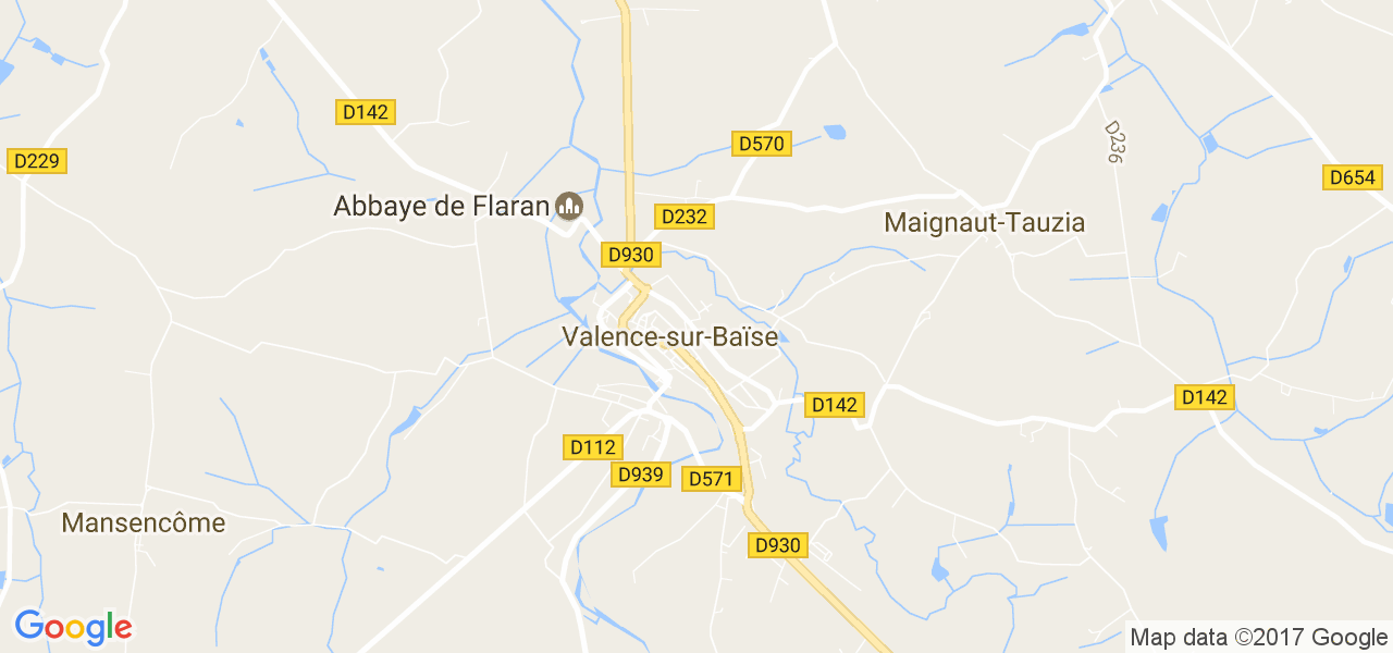 map de la ville de Valence-sur-Baïse