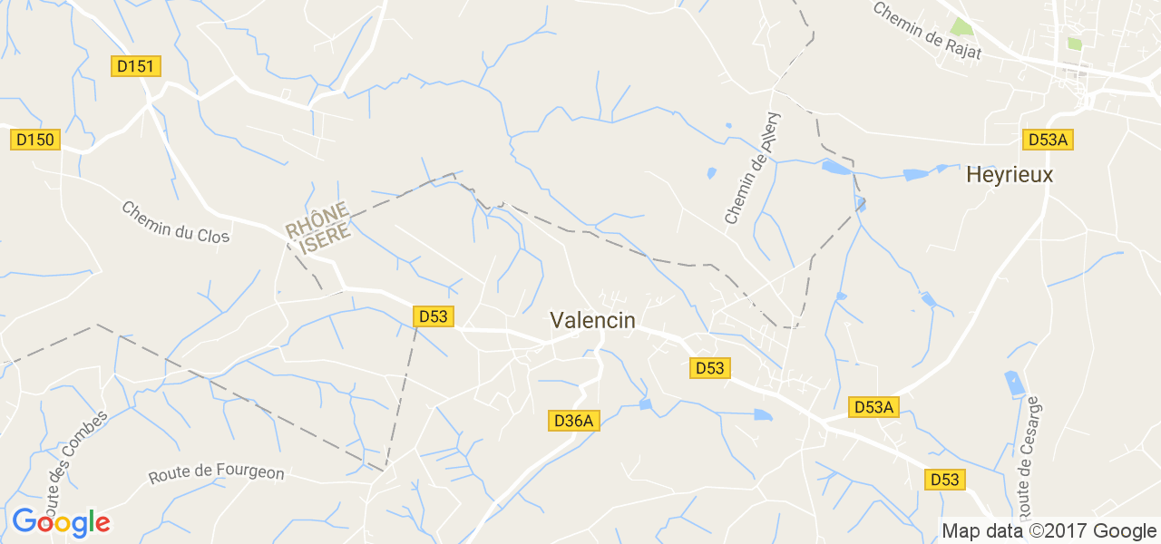 map de la ville de Valencin