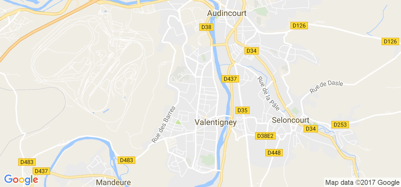 map de la ville de Valentigney