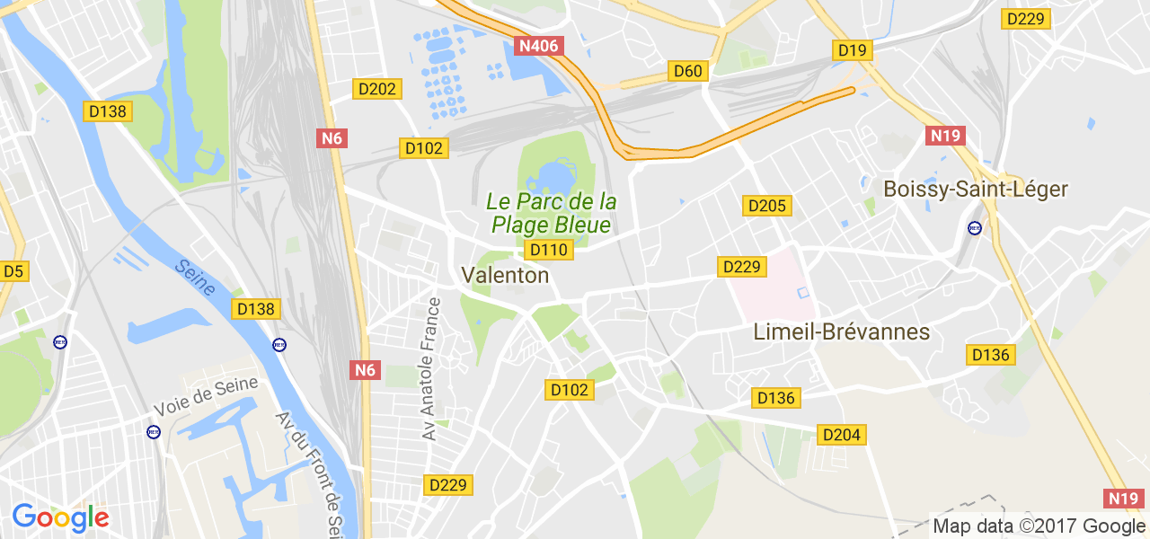 map de la ville de Valenton