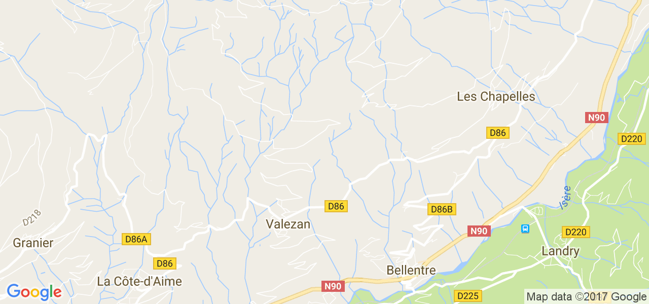 map de la ville de Valezan