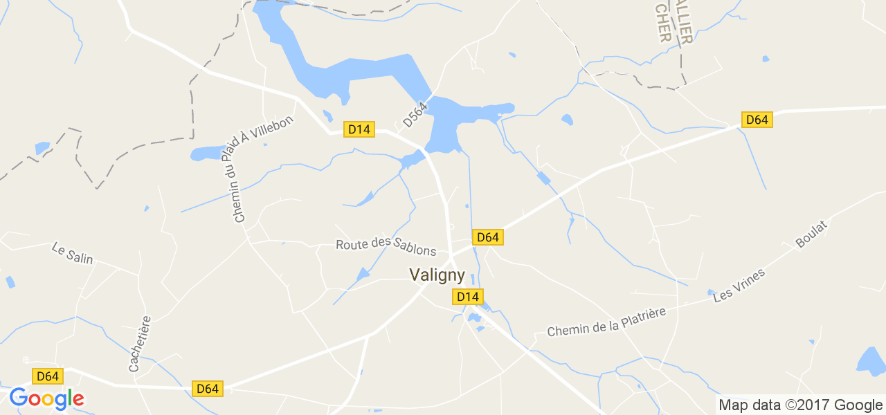 map de la ville de Valigny