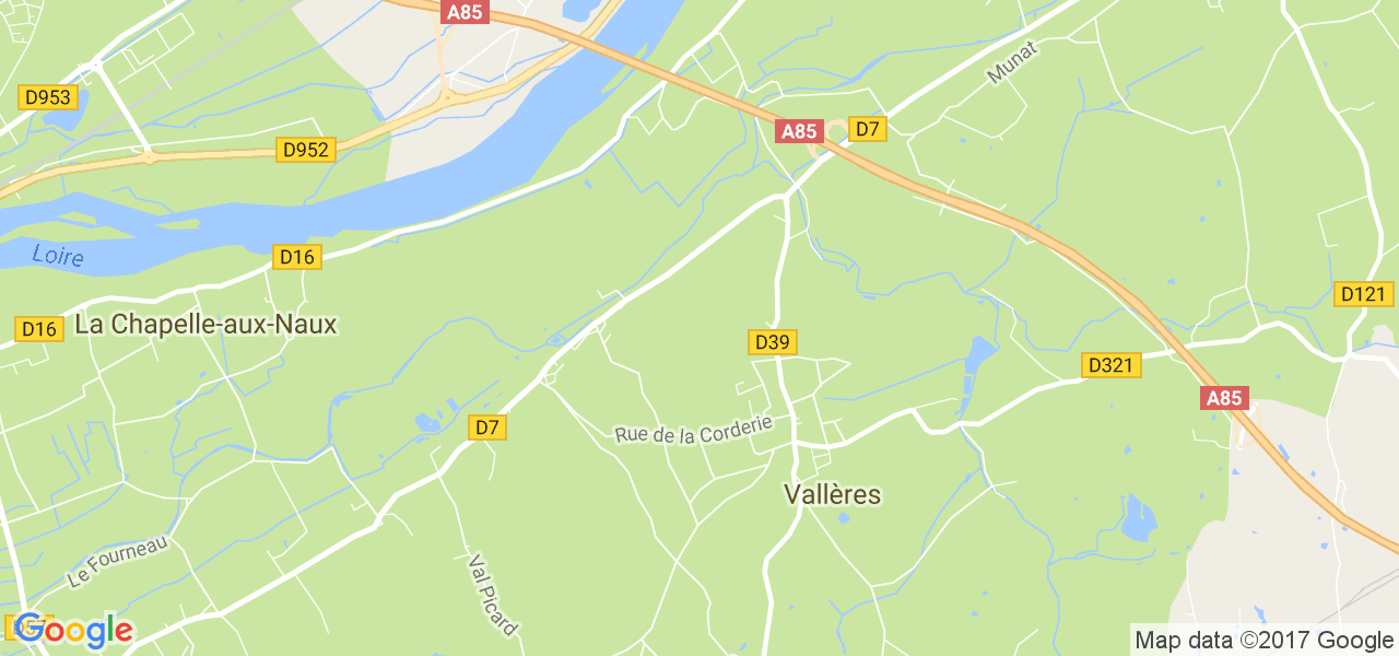 map de la ville de Vallères