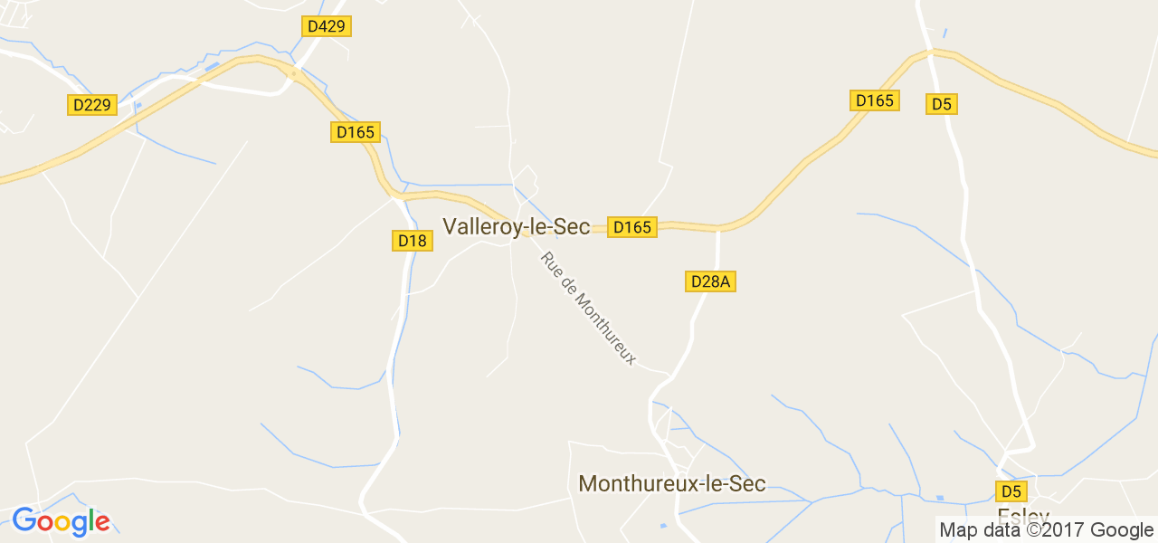 map de la ville de Valleroy-le-Sec