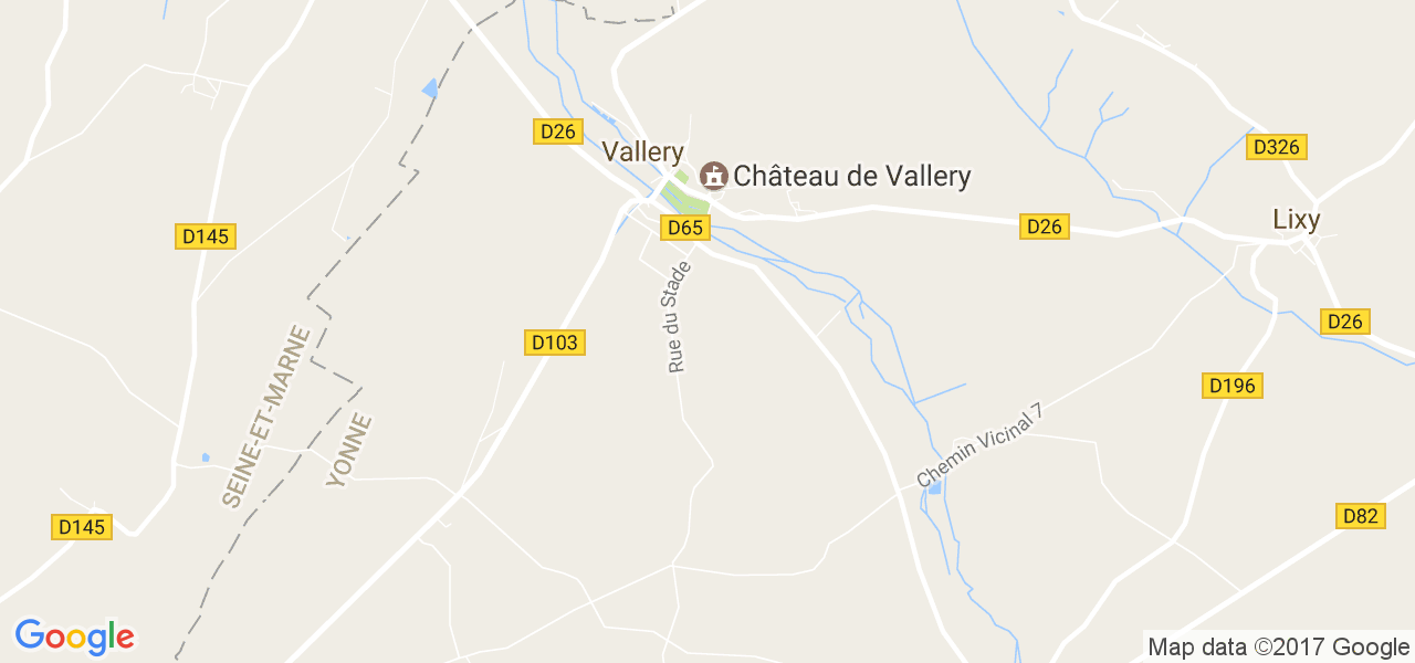 map de la ville de Vallery