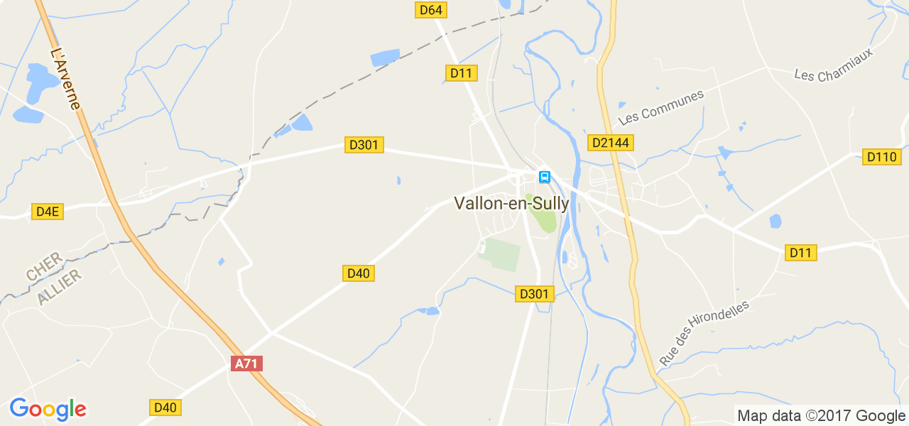 map de la ville de Vallon-en-Sully
