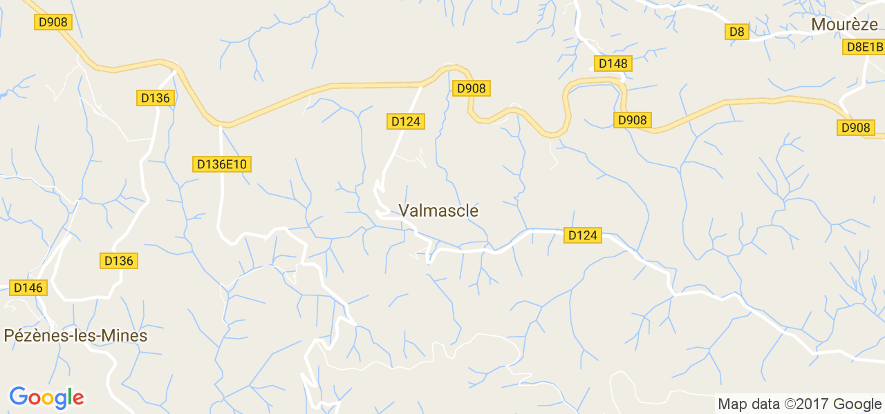 map de la ville de Valmascle