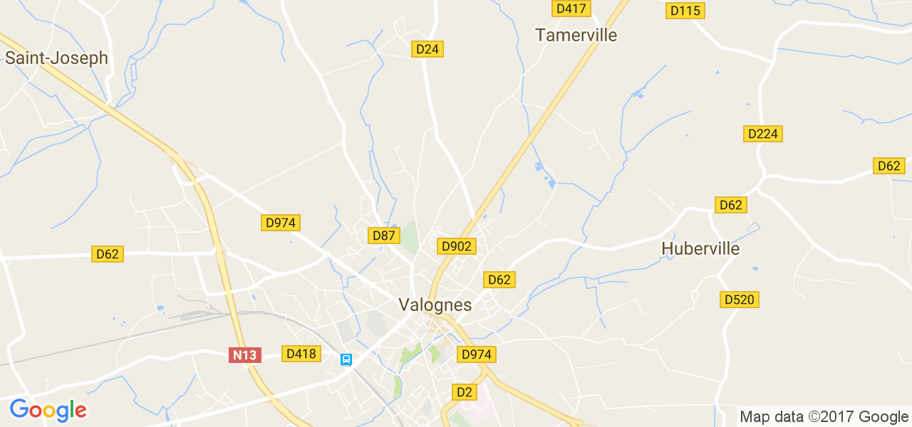 map de la ville de Valognes