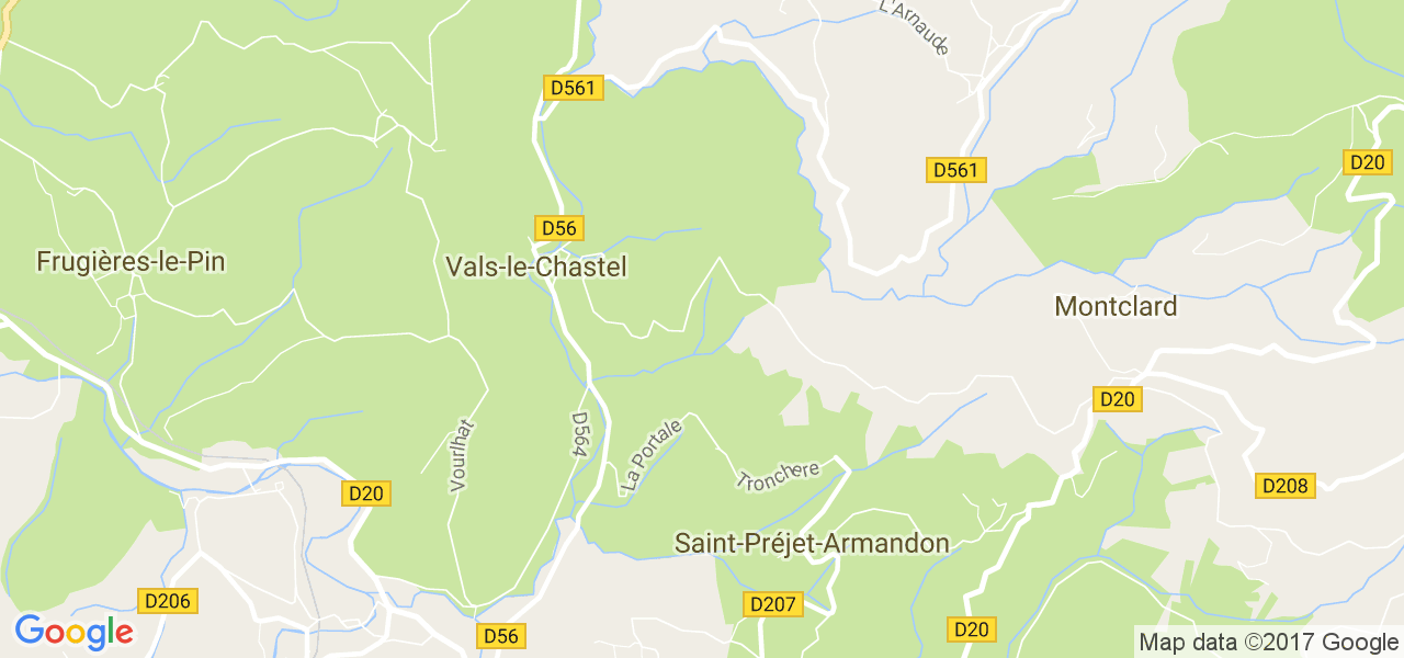 map de la ville de Vals-le-Chastel