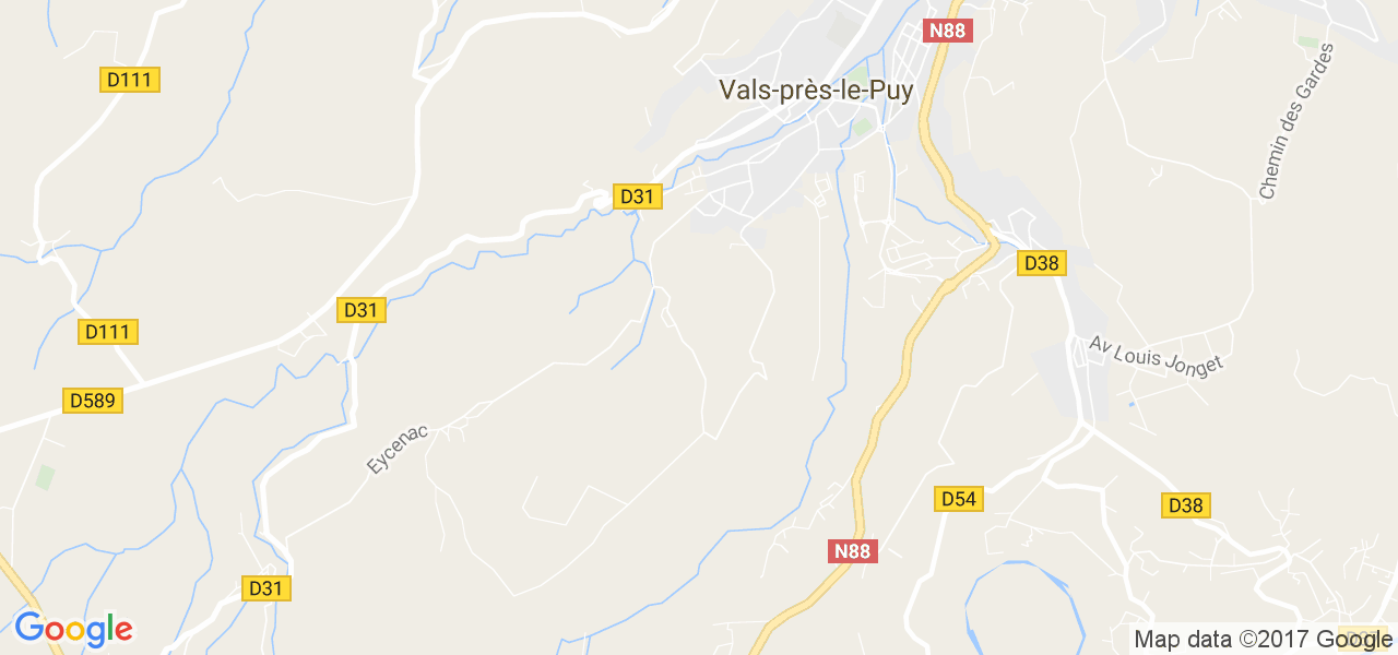 map de la ville de Vals-près-le-Puy