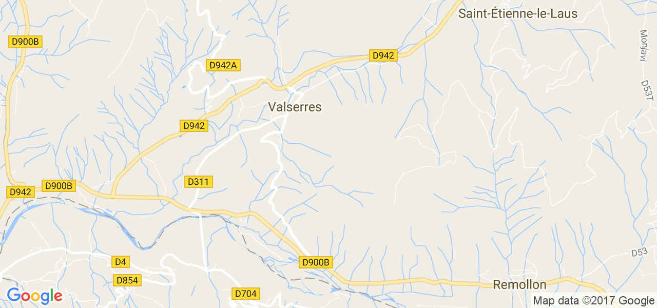 map de la ville de Valserres