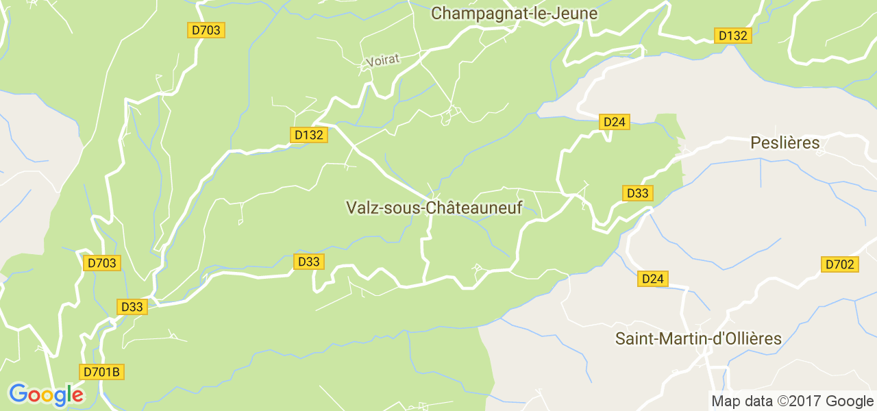 map de la ville de Valz-sous-Châteauneuf