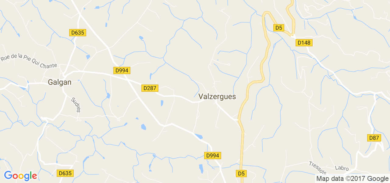 map de la ville de Valzergues