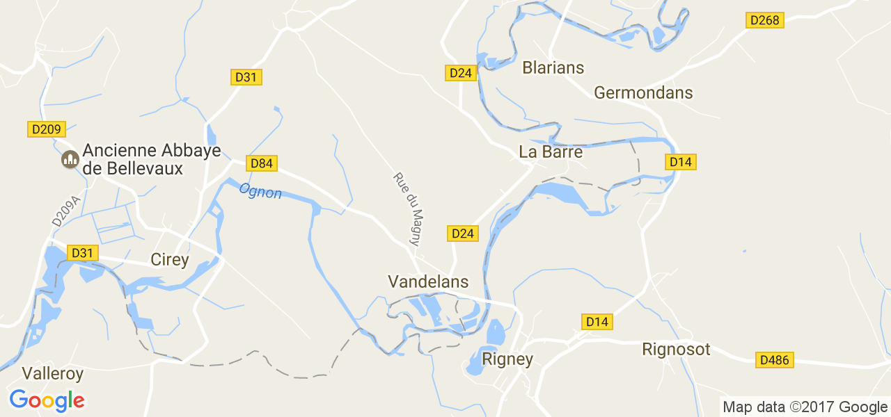 map de la ville de Vandelans