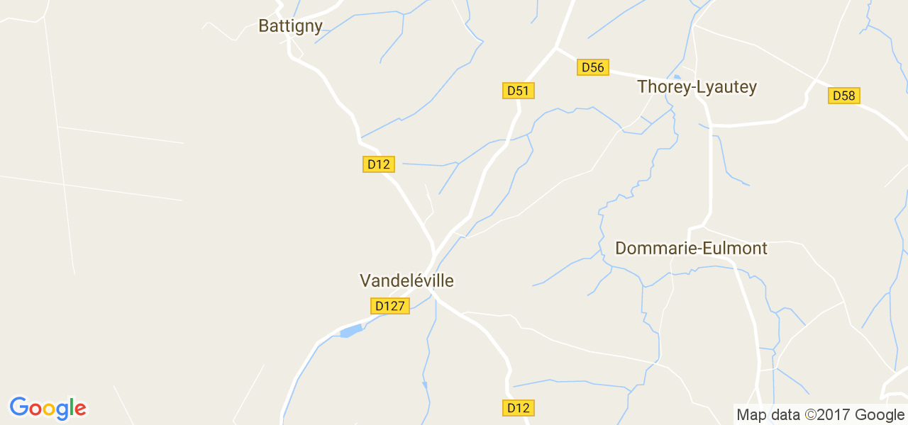 map de la ville de Vandeléville