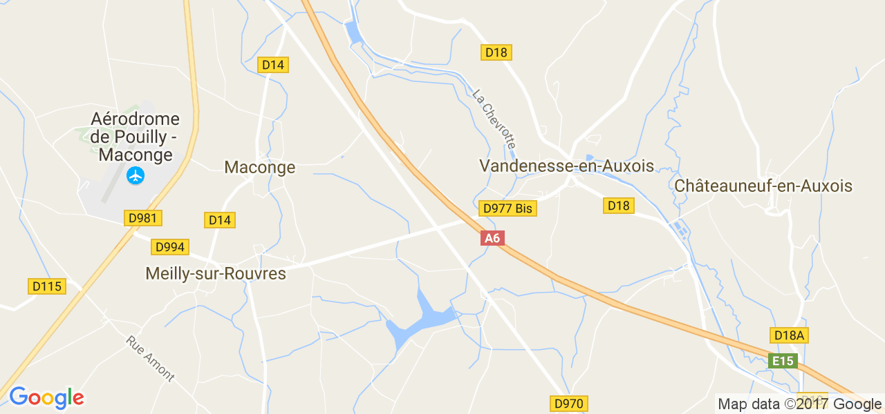 map de la ville de Vandenesse-en-Auxois