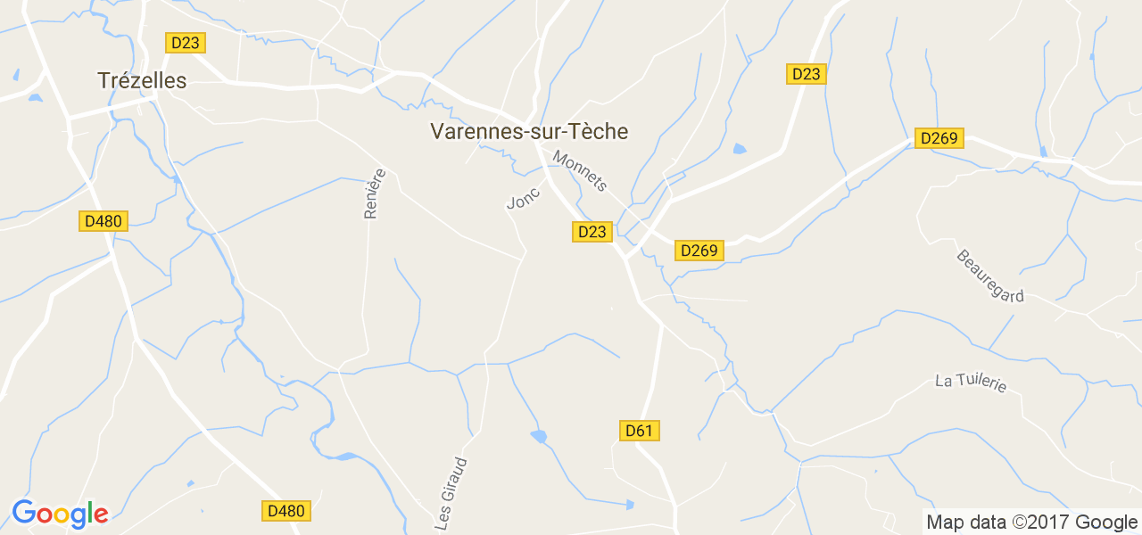 map de la ville de Varennes-sur-Tèche