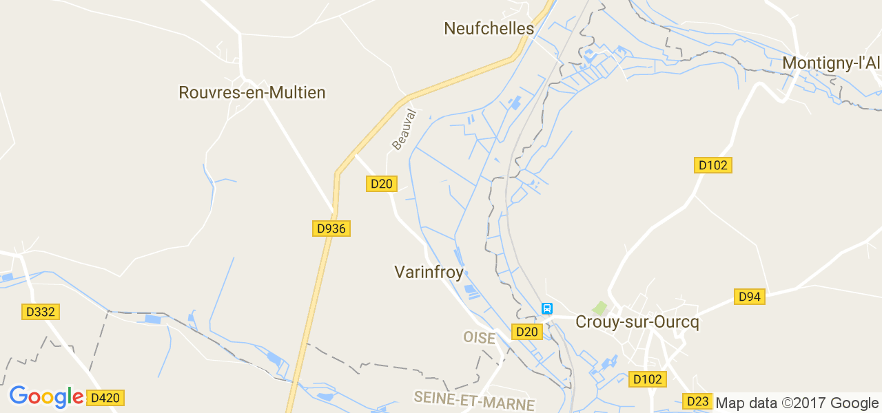 map de la ville de Varinfroy