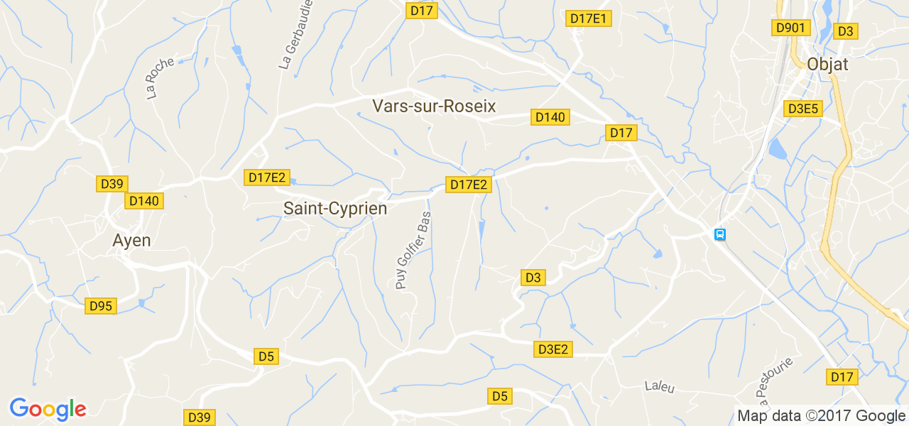 map de la ville de Vars-sur-Roseix