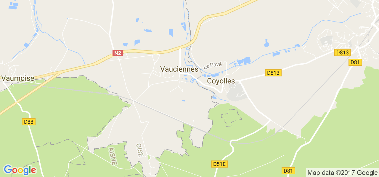 map de la ville de Vauciennes