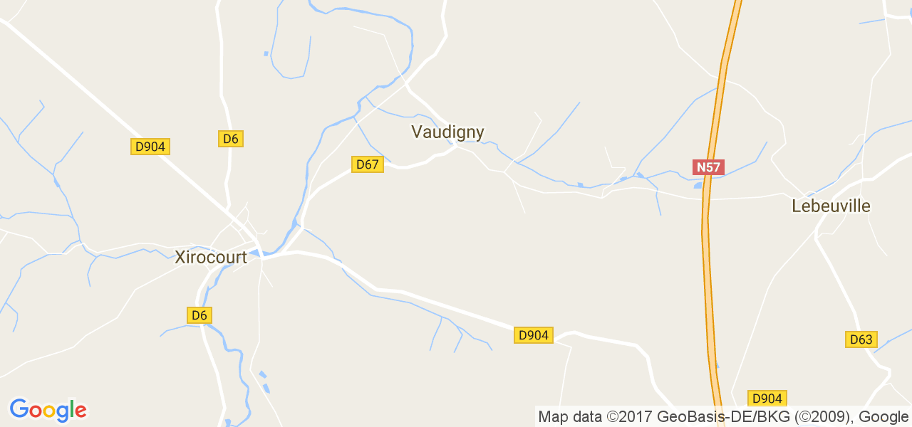 map de la ville de Vaudigny