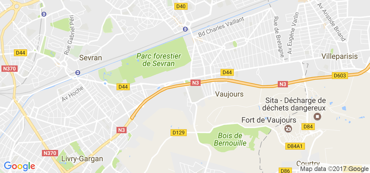 map de la ville de Vaujours