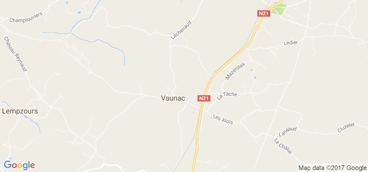 map de la ville de Vaunac