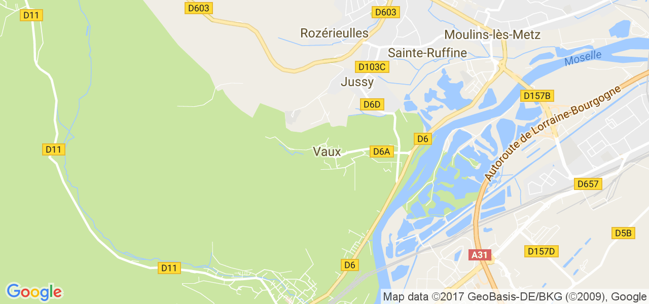 map de la ville de Vaux