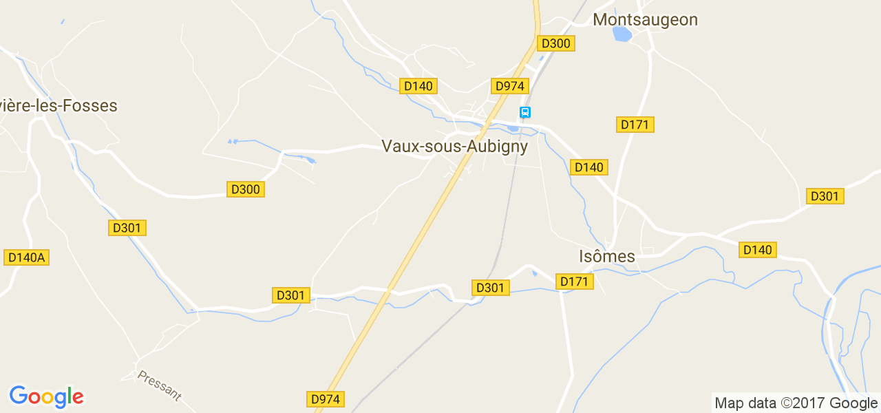 map de la ville de Vaux-sous-Aubigny