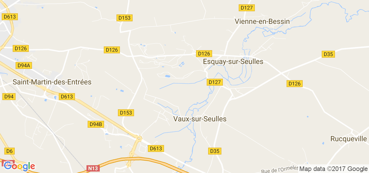 map de la ville de Vaux-sur-Seulles