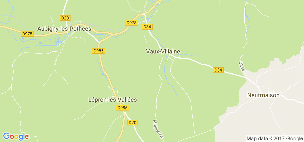 map de la ville de Vaux-Villaine