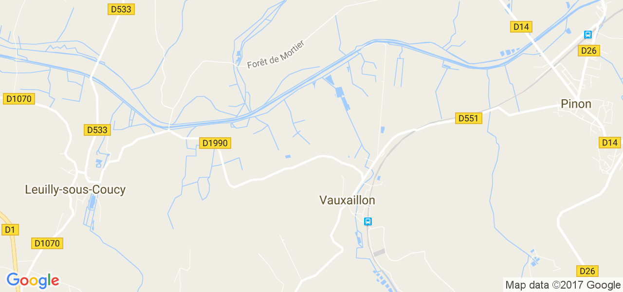 map de la ville de Vauxaillon