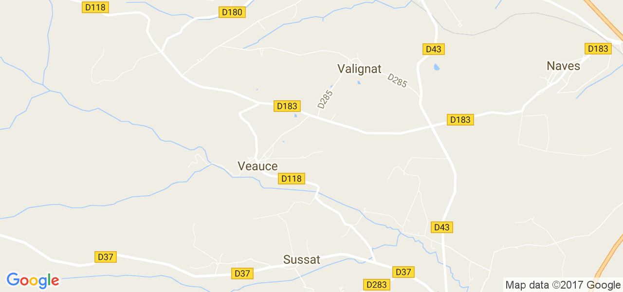 map de la ville de Veauce