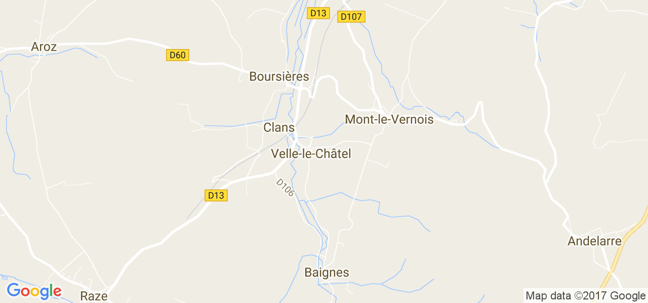 map de la ville de Velle-le-Châtel