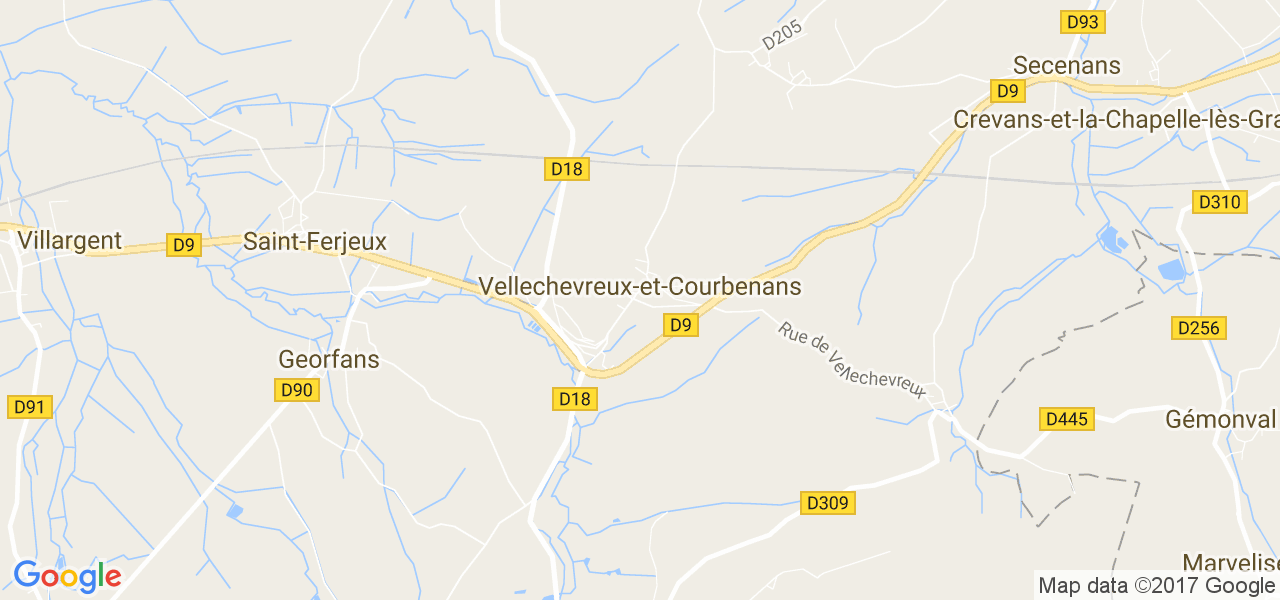 map de la ville de Vellechevreux-et-Courbenans