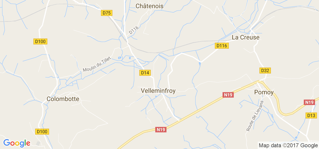 map de la ville de Velleminfroy