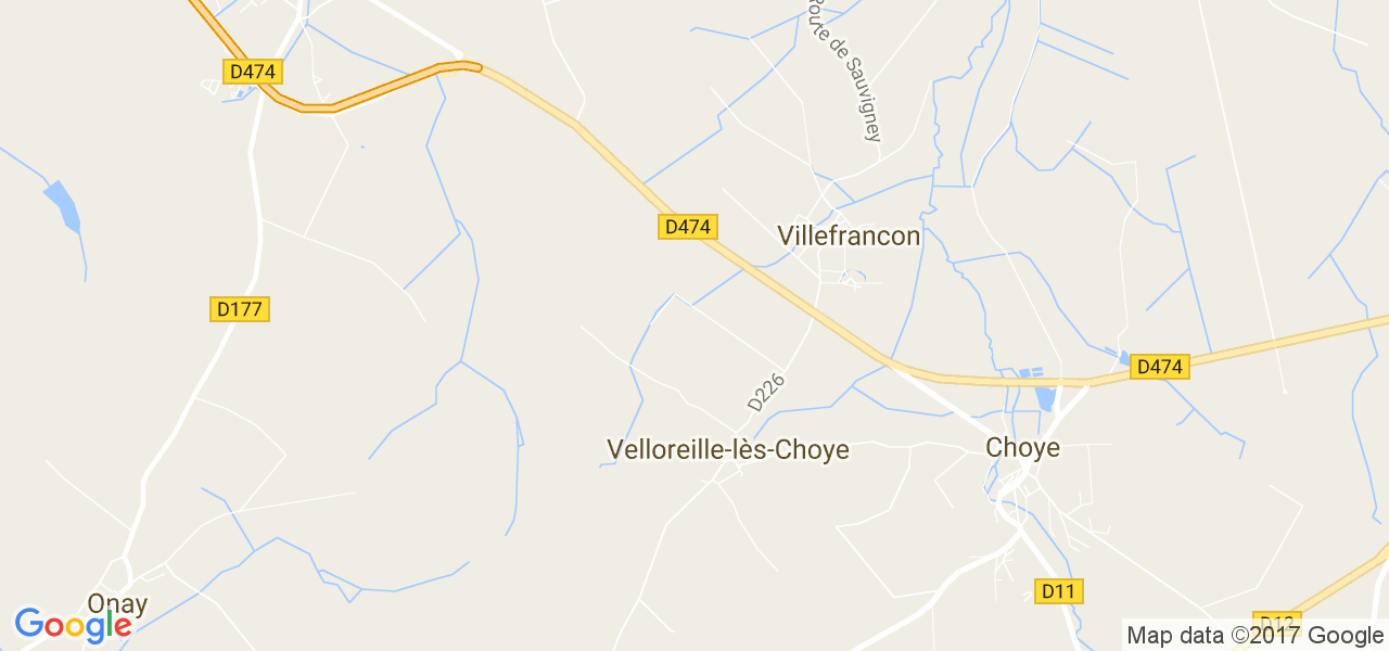 map de la ville de Velloreille-lès-Choye