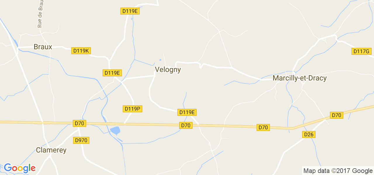 map de la ville de Velogny