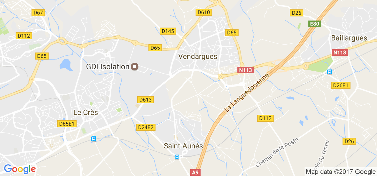 map de la ville de Vendargues