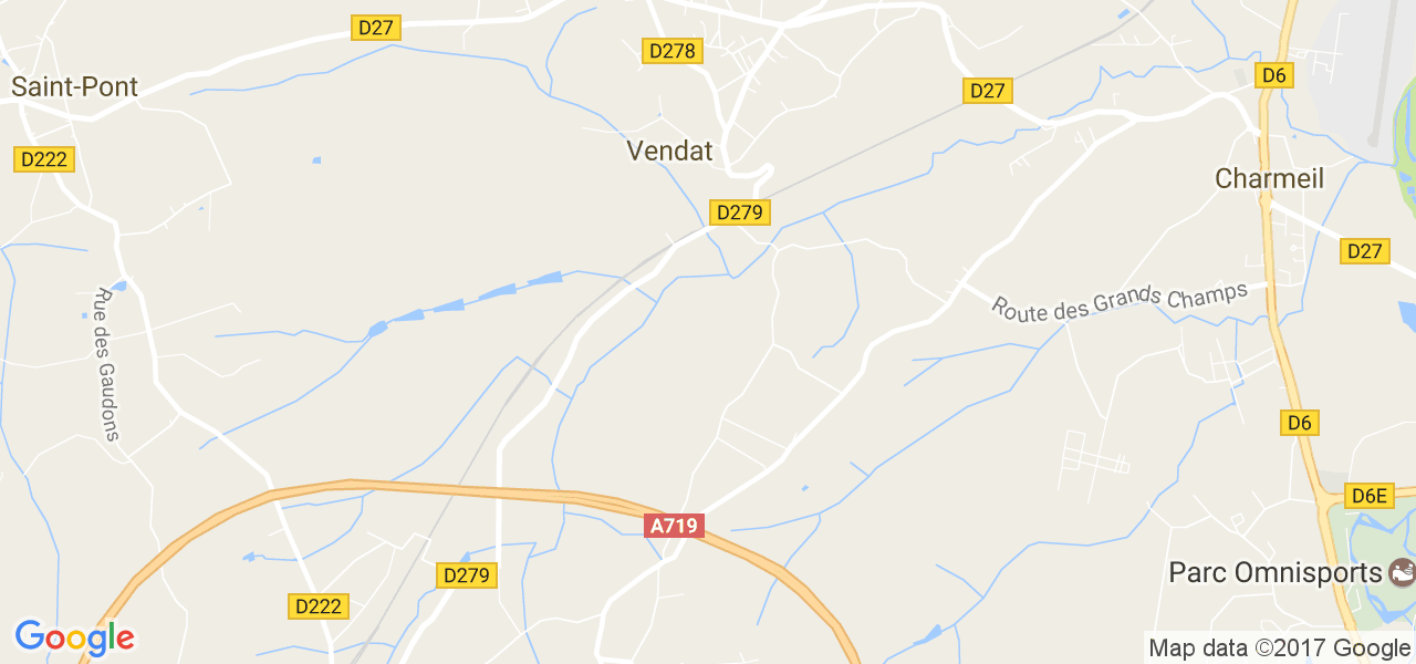 map de la ville de Vendat