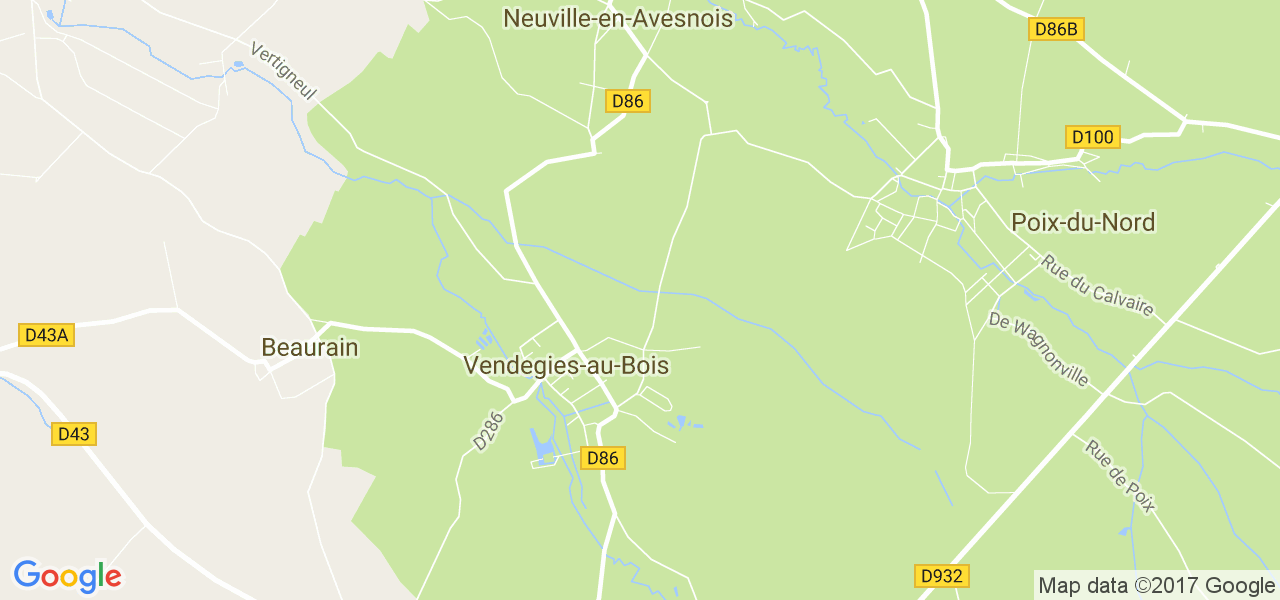 map de la ville de Vendegies-au-Bois