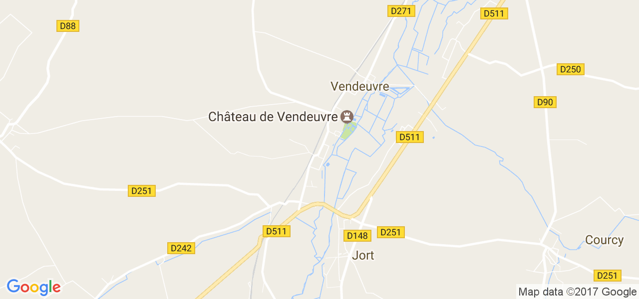 map de la ville de Vendeuvre