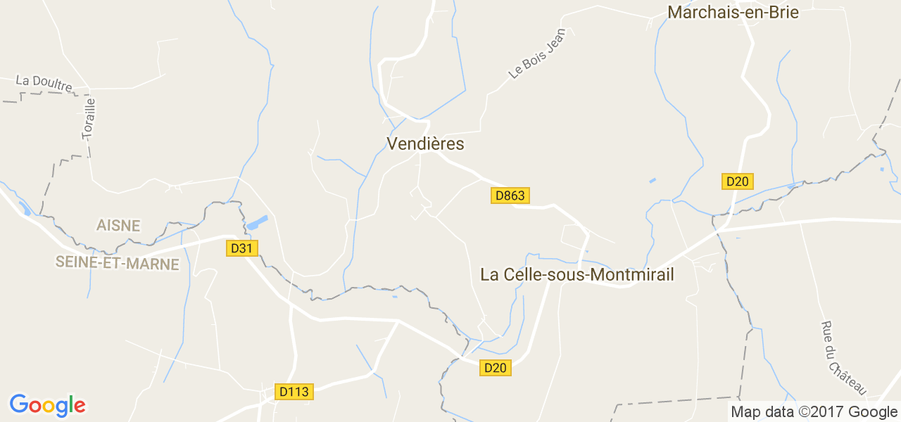 map de la ville de Vendières