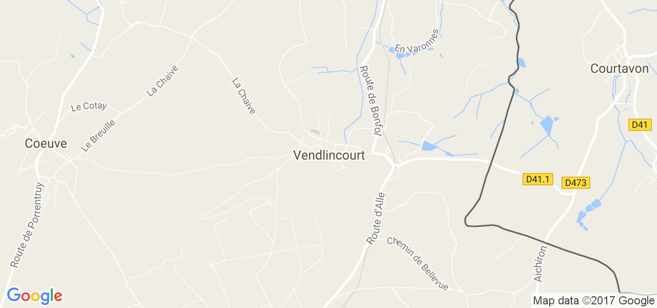 map de la ville de Vendlincourt