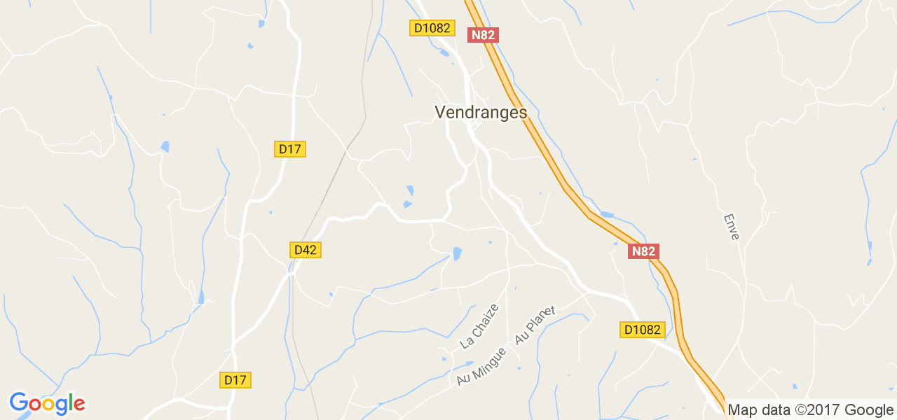 map de la ville de Vendranges