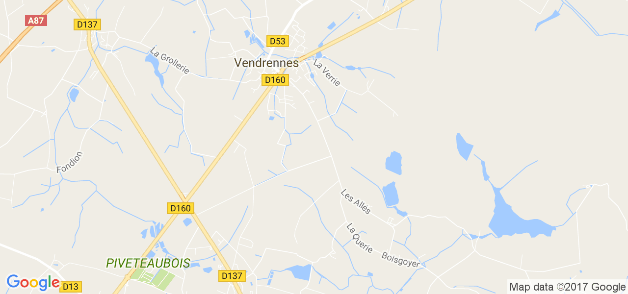 map de la ville de Vendrennes