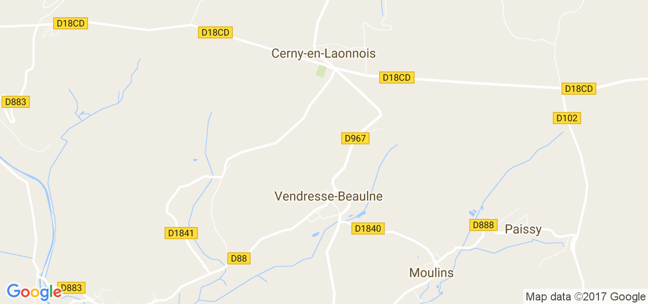 map de la ville de Vendresse-Beaulne